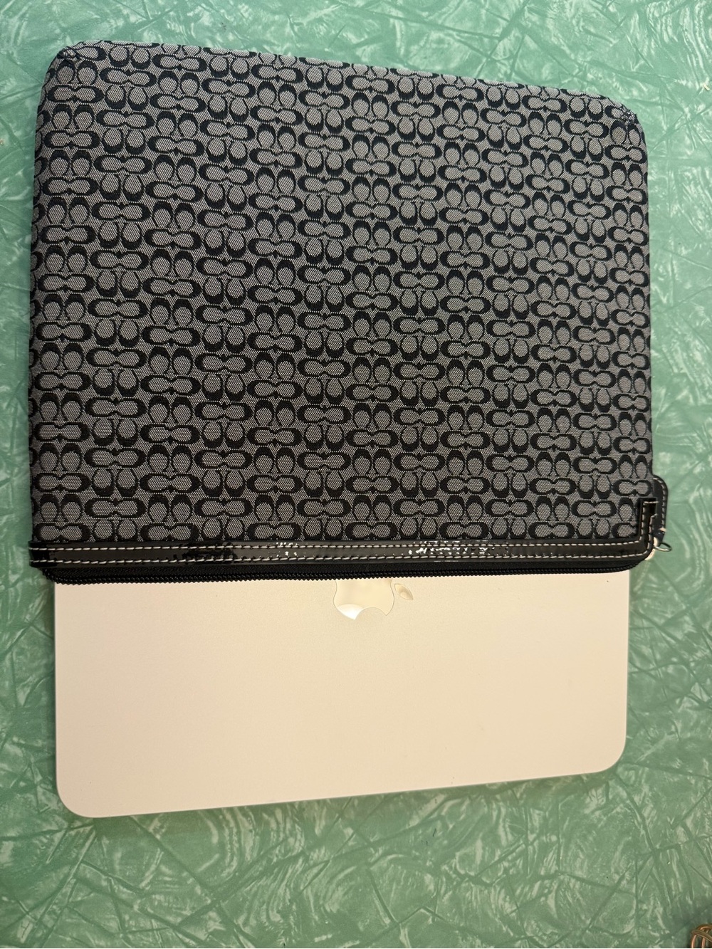 Coach Gray Signature Pattern Laptop Sleeve